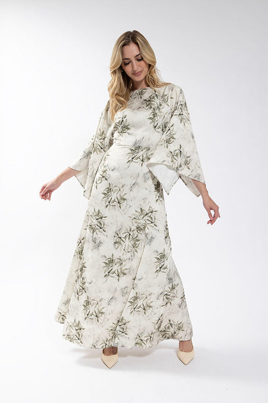 Flutter Sleeve Leaf Gown