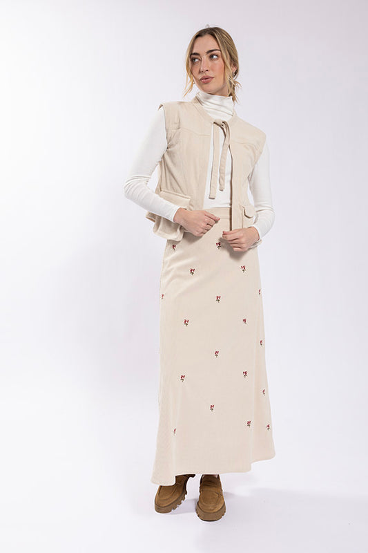 Floral Embroidered Corduroy