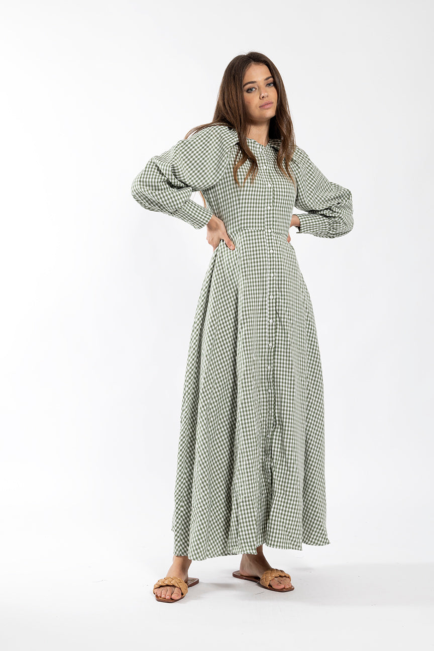 CONCEPT Green Plaid Maxi Dress